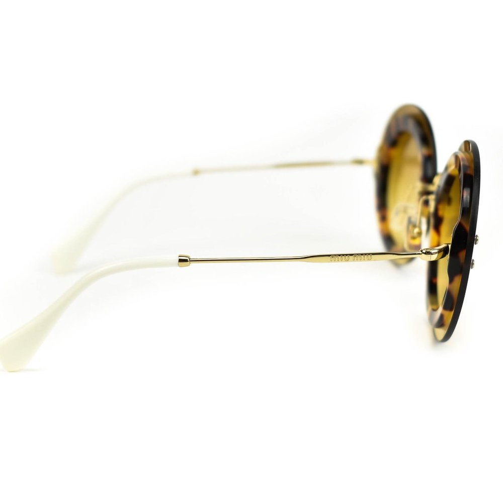 MIU MIU "Reveal": Gold, Metal & Tortoise Brown "Runway" Sunglasses (o) - Picture 6 of 12